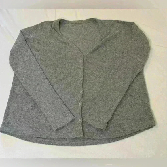 Stunning Made in Italy Wool Viscose Heather Gray Button Down Cardigan size M/L - Picture 1 of 6
